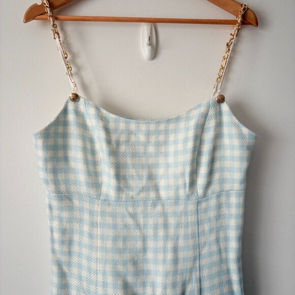 Guess Caroline Tweed Check Dress Blue White Size 10 - Picture 4 of 7
